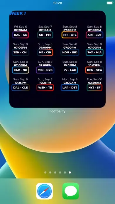 ภาพหน้าจอของ Footbalify: NFL Widget Results