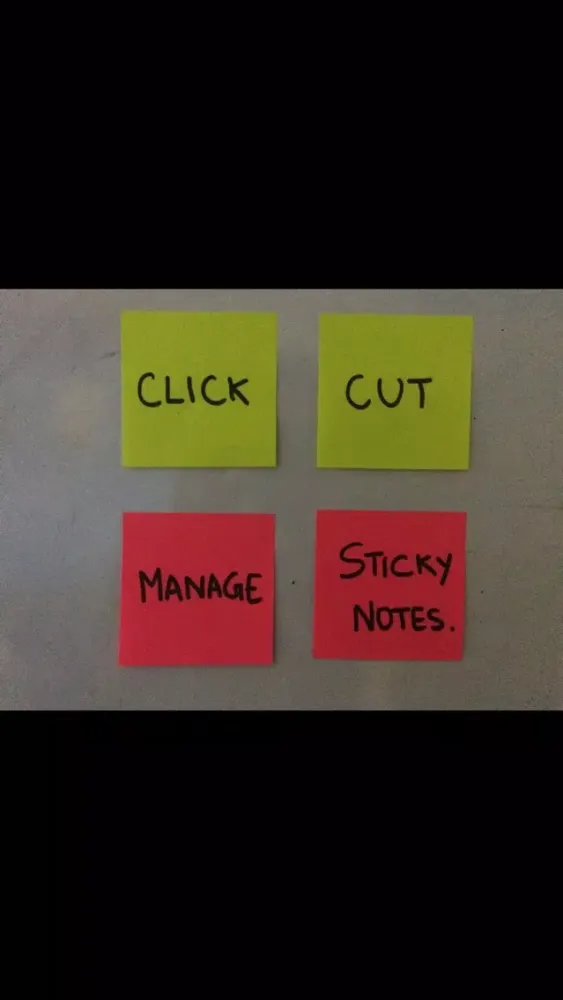 Tangkapan layar StickyCut Click. Cut. Manage.