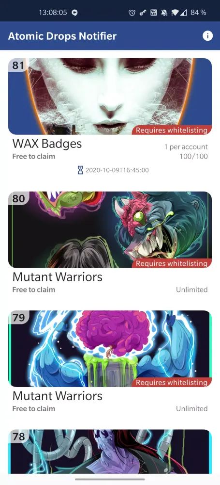 Tangkapan skrin Atomic Drops Notifier