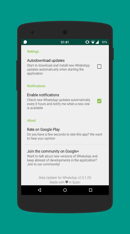 Beta Updater for WhatsApp Screenshots