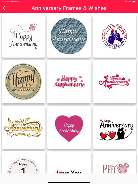 Anniversary Frames & Wishes iPad  Screenshots