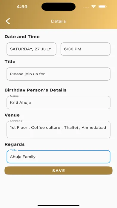 Ảnh chụp màn hình của Birthday Party Invitation Card