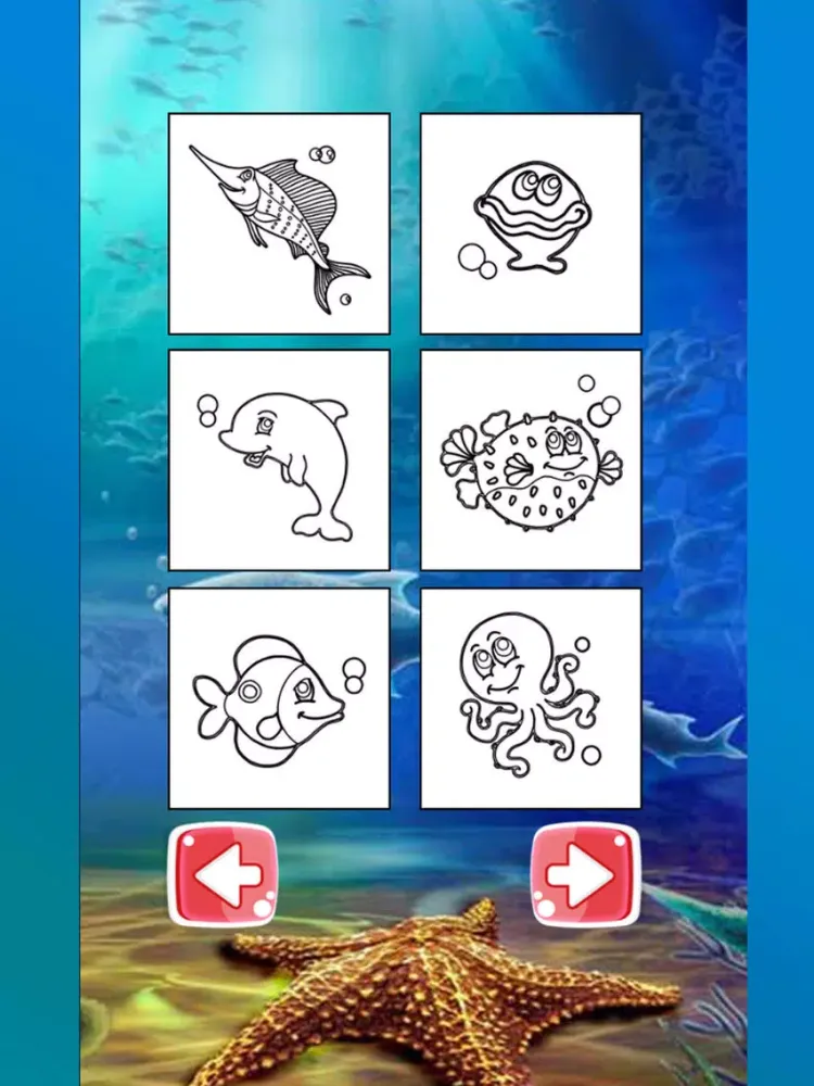Aquatic Coloring E-Book-Ocean Animals Paint Pages iPad  স্ক্রিনশট