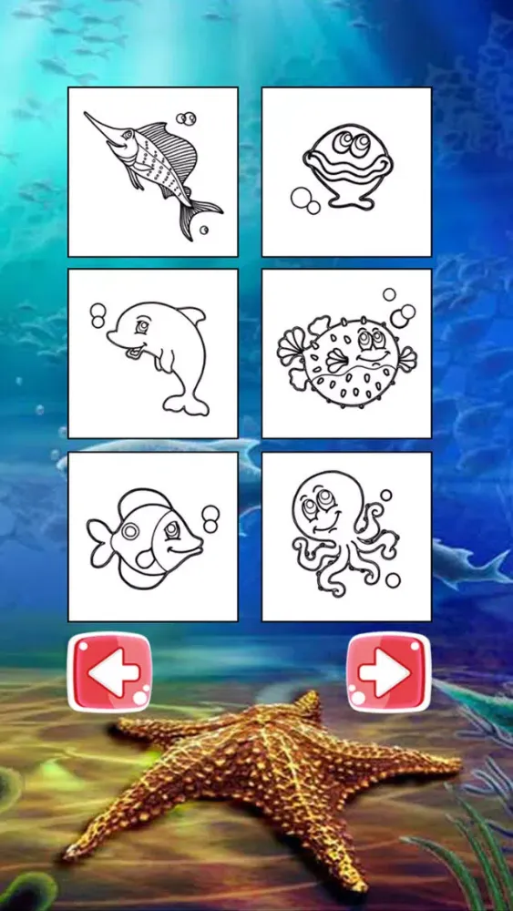 Aquatic Coloring E-Book-Ocean Animals Paint Pages স্ক্রিনশট