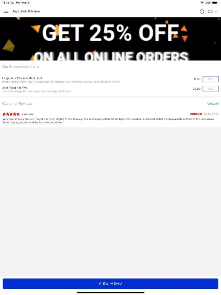 Jays Jerk Kitchen iPad  Screenshots