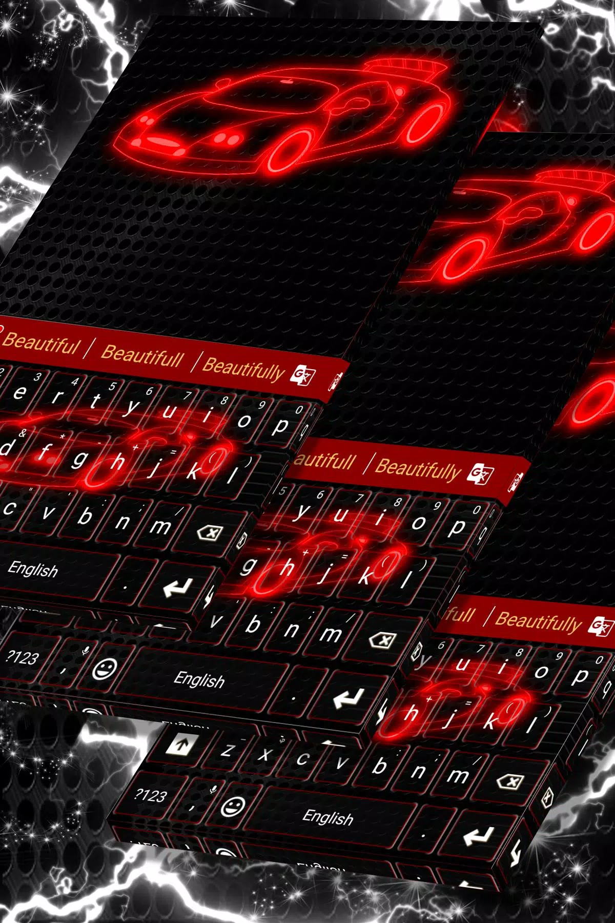 Neon Car Keyboard Theme Screenshots