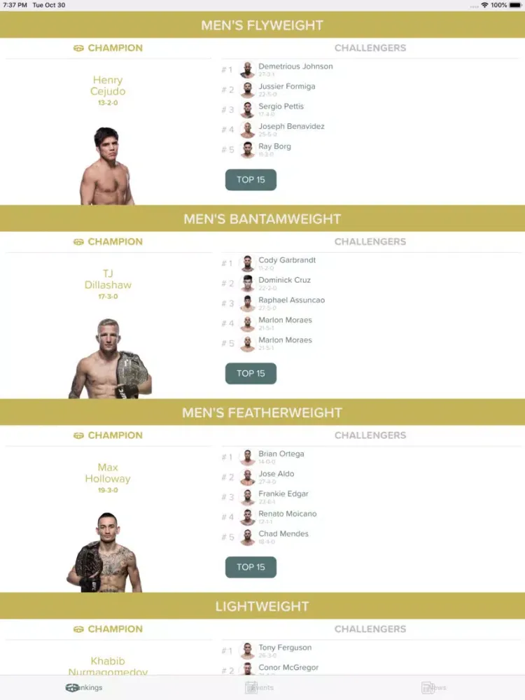 ภาพหน้าจอของ MMA Fan iPad 