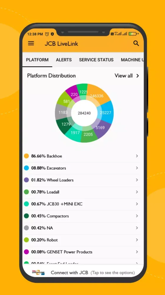 JCB Livelink Mobile App India Screenshots