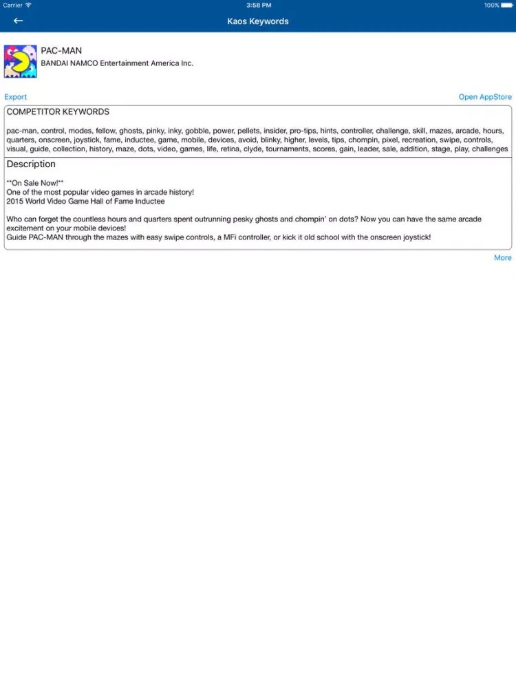 ภาพหน้าจอของ Kaos - ASO Keyword Optimizer iPad 