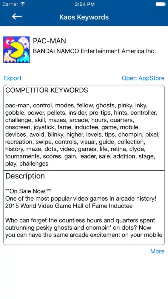 ภาพหน้าจอของ Kaos - ASO Keyword Optimizer