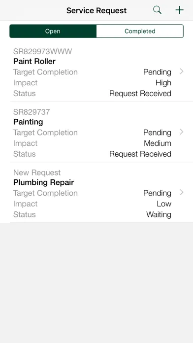 Ảnh chụp màn hình của CBRE GWS Service Request