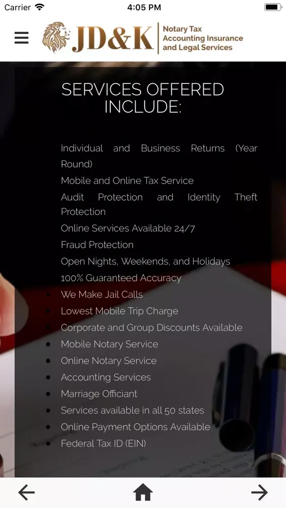 Tangkapan layar JD And K Notary Tax Legal