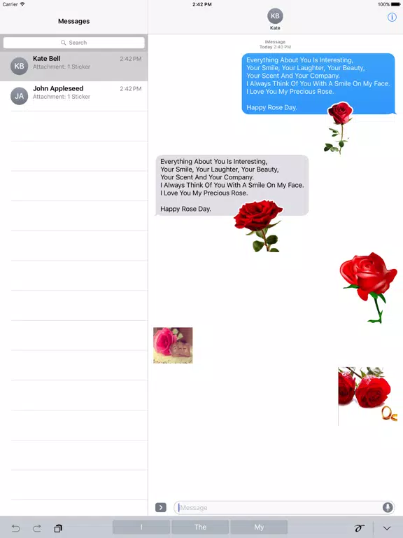 Rose day sticker for iMessage iPad 應用截圖