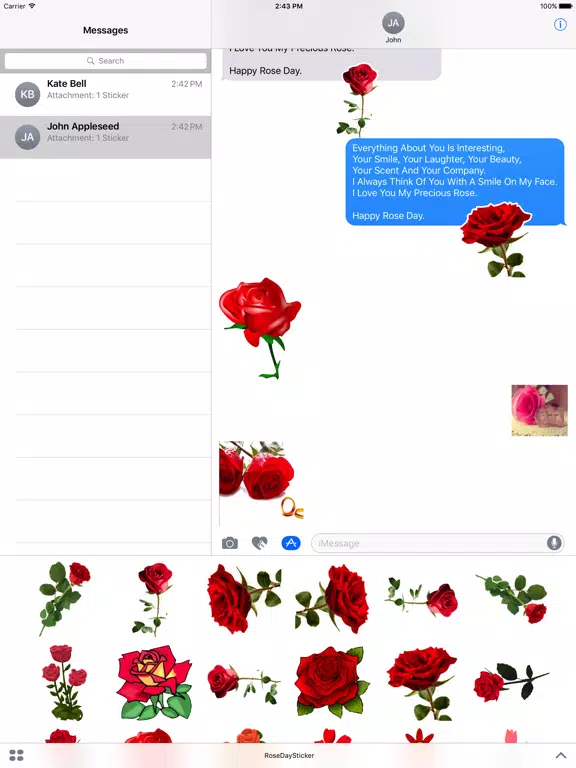 Rose day sticker for iMessage iPad 應用截圖