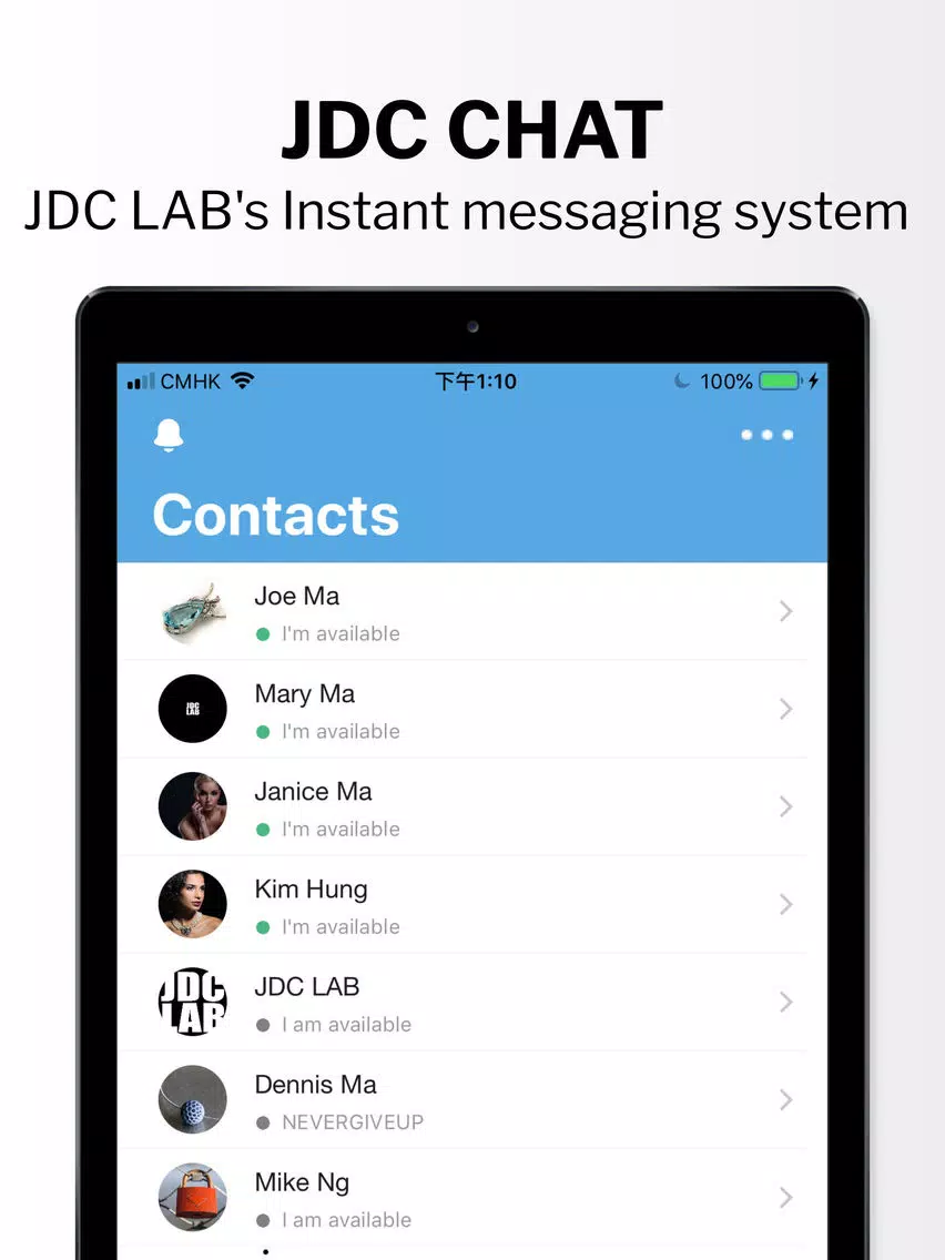 Tangkapan layar JDC Chat iPad 