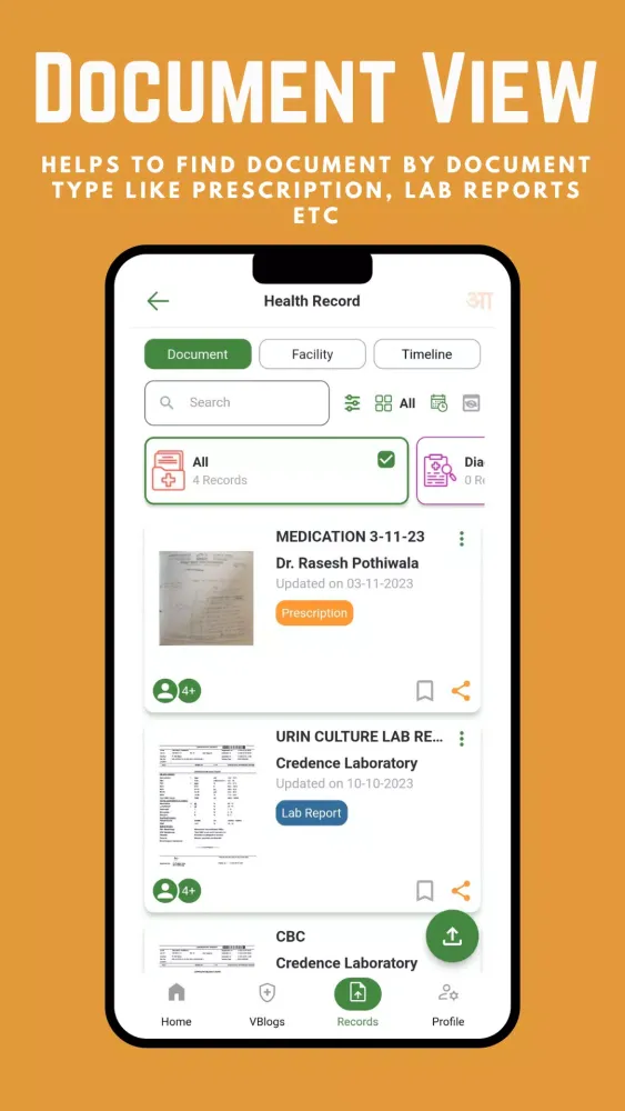 AarogyaOne ABHA PHR Screenshots