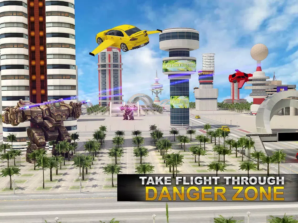 Future Flying Super Car: Robot Fighter Stunts 3D iPad  سکرین شاٹس