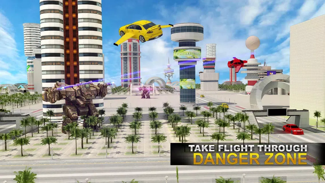 Future Flying Super Car: Robot Fighter Stunts 3D سکرین شاٹس