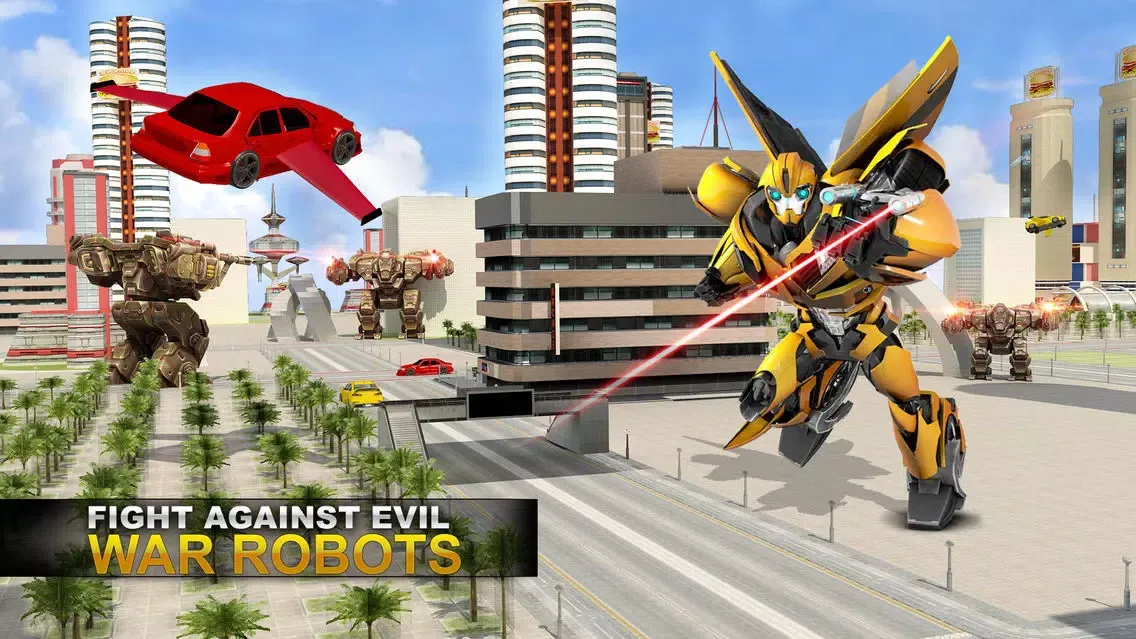Future Flying Super Car: Robot Fighter Stunts 3D سکرین شاٹس
