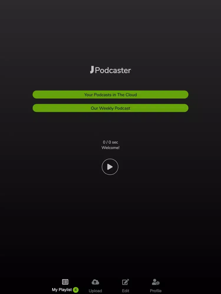 Ảnh chụp màn hình của J Podcaster iPad 