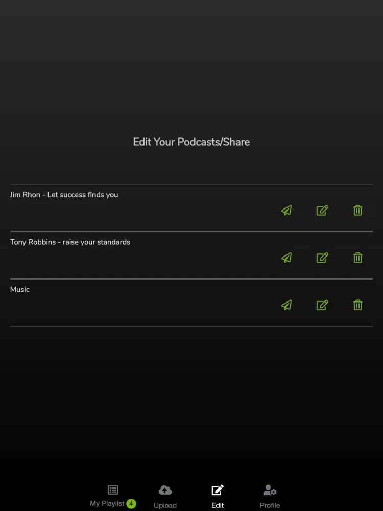 Ảnh chụp màn hình của J Podcaster iPad 