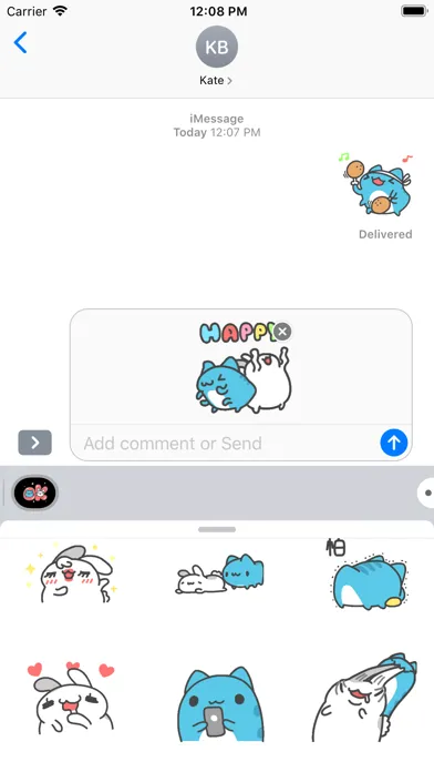 Capturas de tela do Couple Capoo & Tutu Stickers