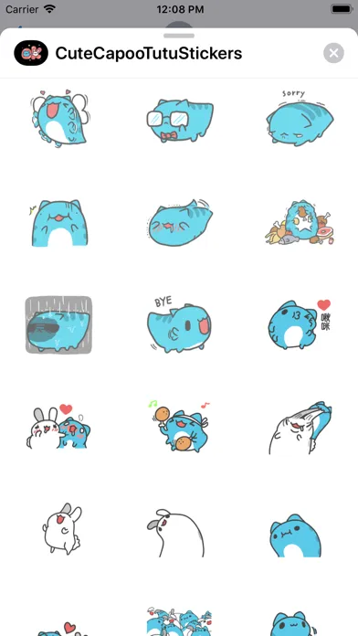 Capturas de tela do Couple Capoo & Tutu Stickers