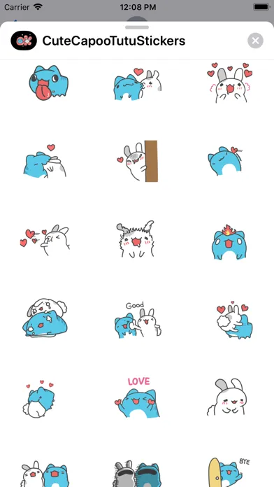 Capturas de tela do Couple Capoo & Tutu Stickers