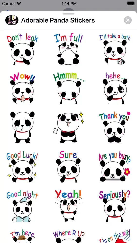 Adorable Panda Stickers স্ক্রিনশট