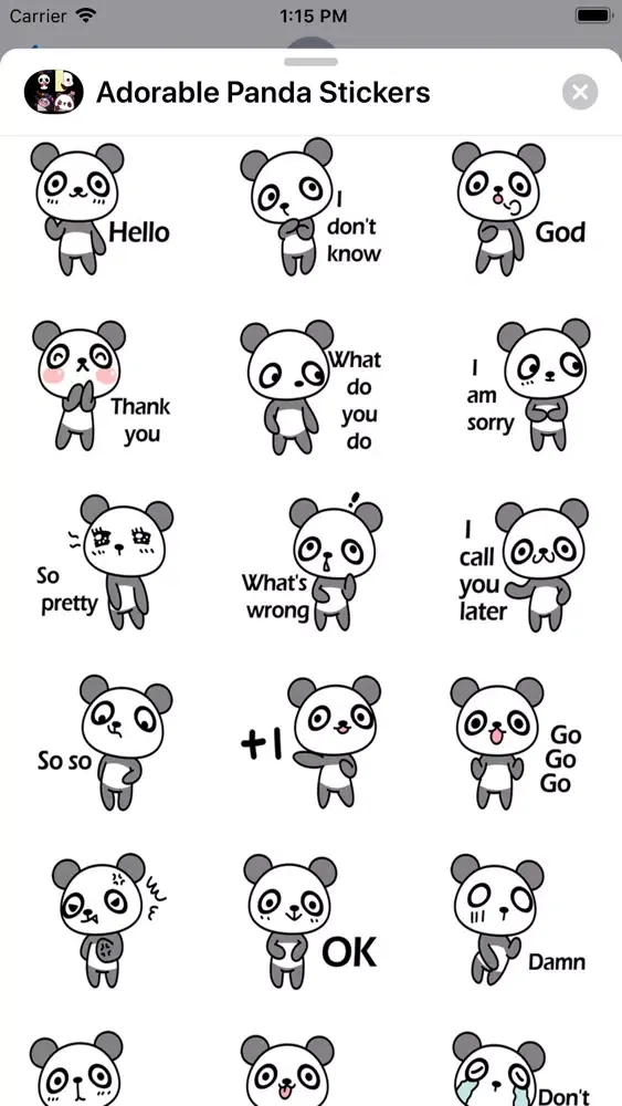 Adorable Panda Stickers স্ক্রিনশট