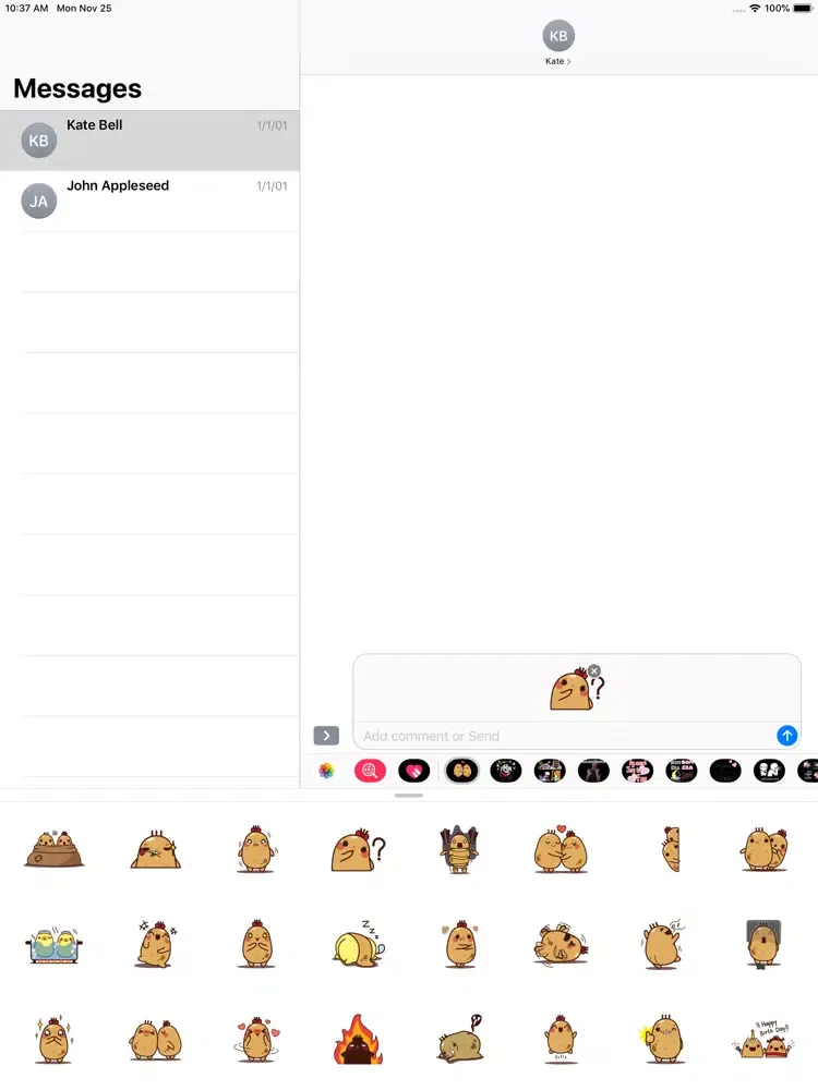 Cute Couple Potato Stickers iPad  スクリーンショット