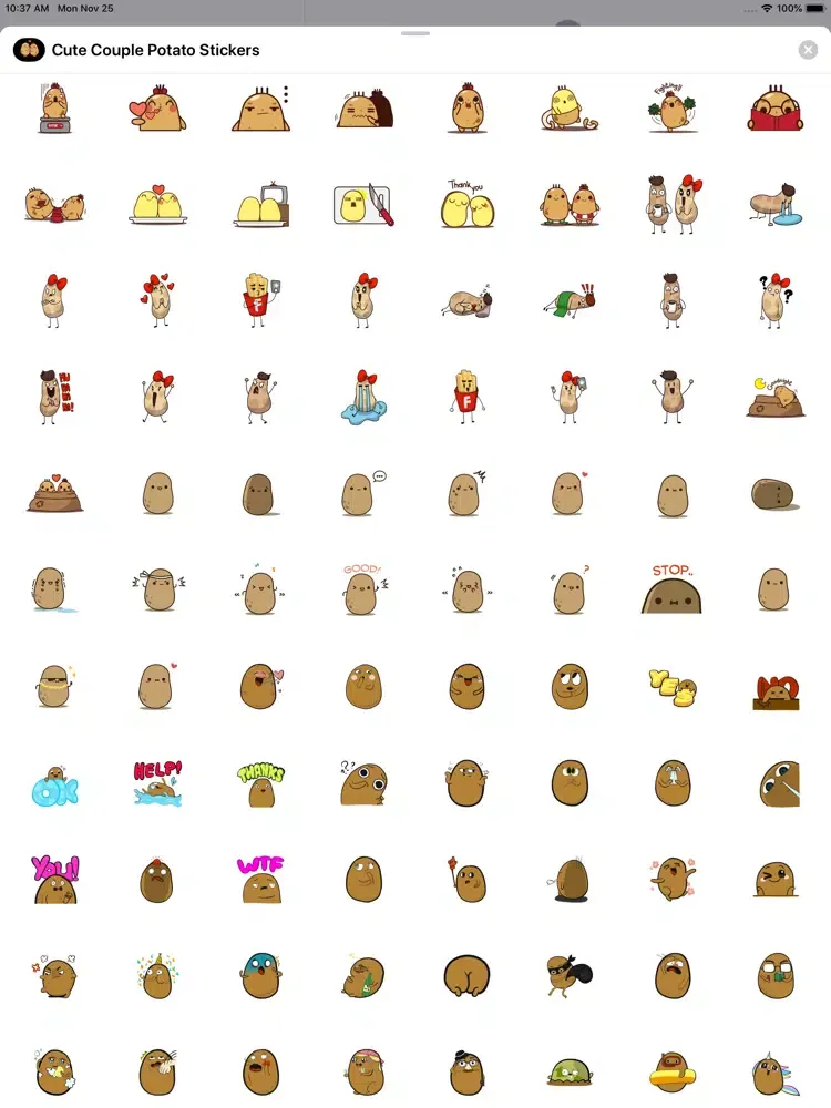 Cute Couple Potato Stickers iPad  スクリーンショット