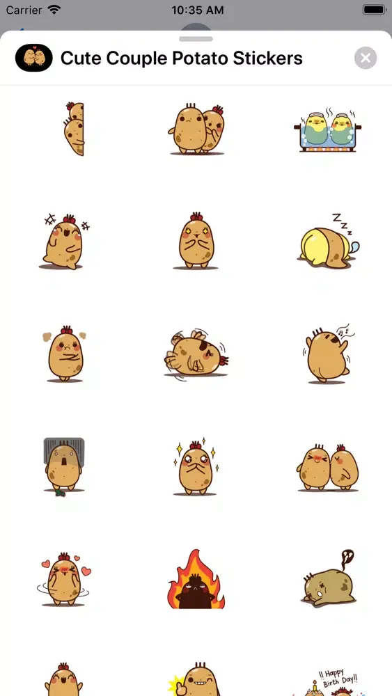 Cute Couple Potato Stickers スクリーンショット