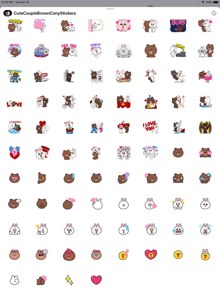 Zrzuty ekranu Cute Couple Brown Cony Sticker iPad 