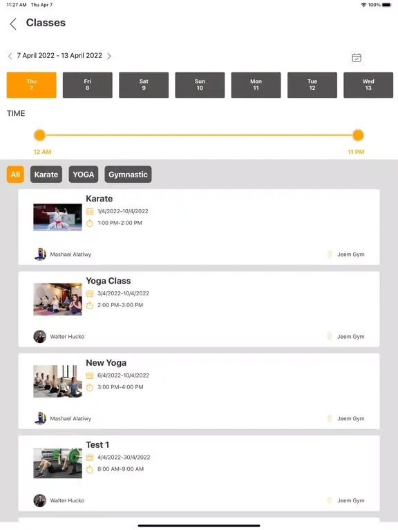 Tangkapan layar Jeem Gym SA iPad 