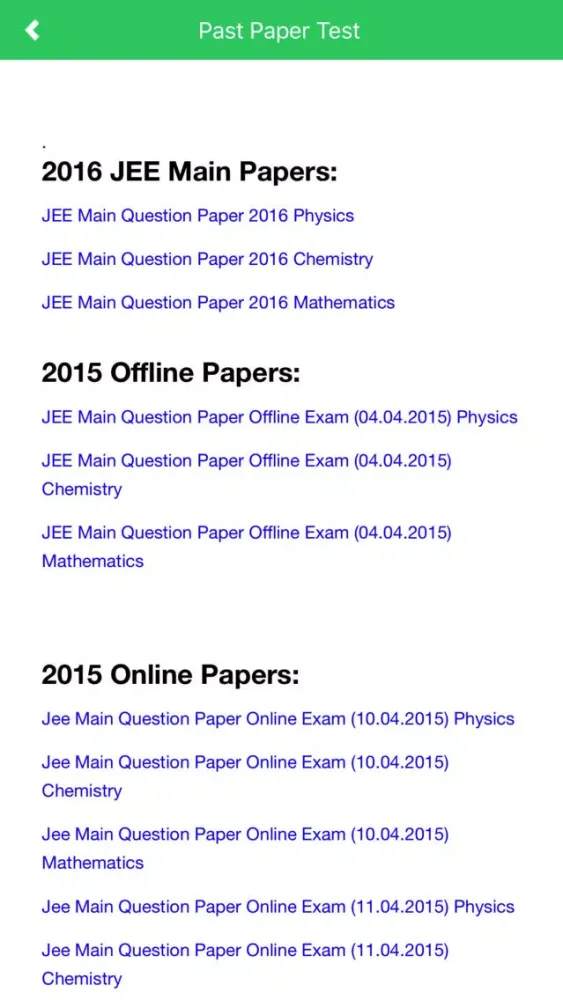 JEE Main Exam Preparation Screenshots