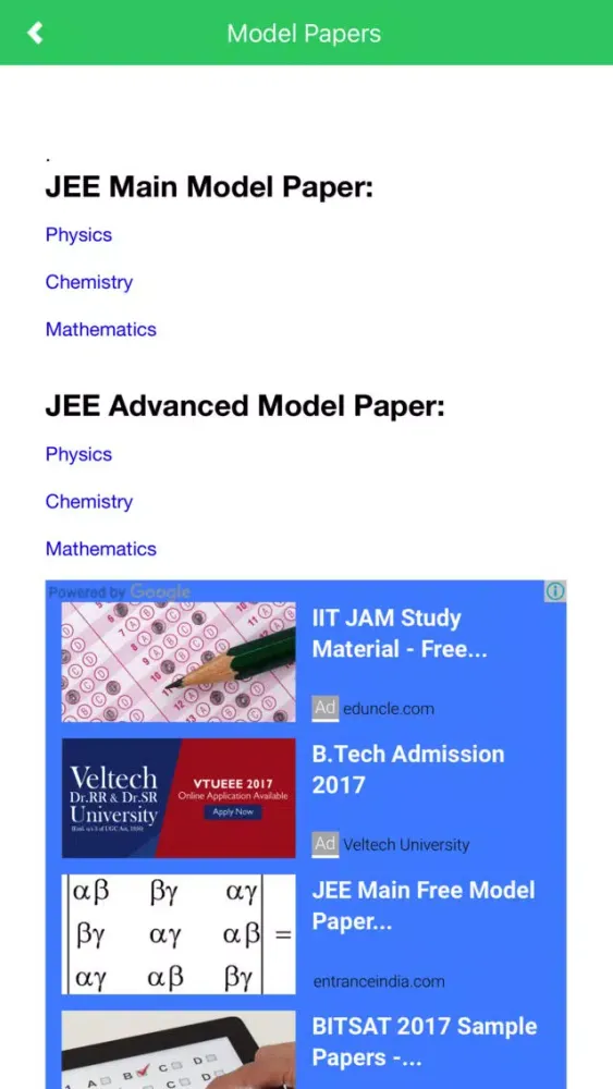 JEE Main Exam Preparation Screenshots