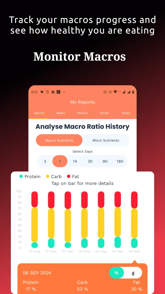 Capturas de pantalla de Food Tracker & Calorie Counter