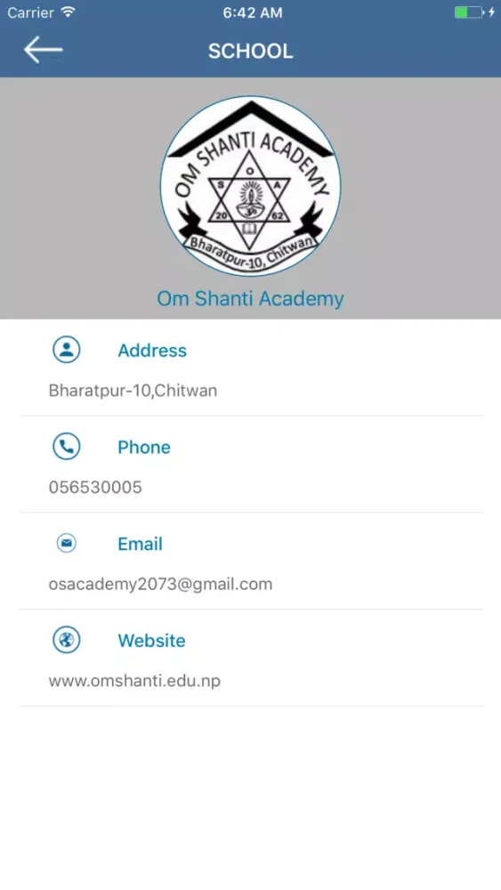 Capturas de tela do Om Shanti School