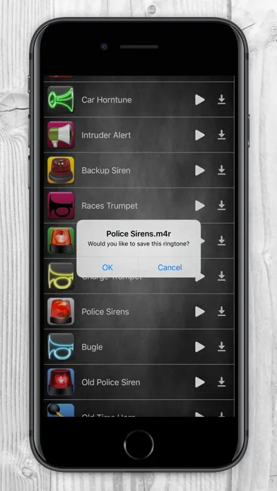 Tangkapan layar Sirens and Horn Ringtones