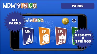 Capturas de tela do WDW Bingo