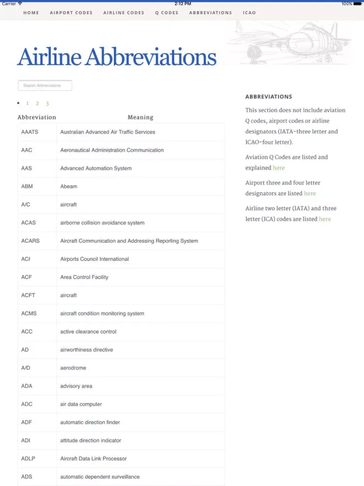 Airport Airline Codes Database iPad  স্ক্রিনশট