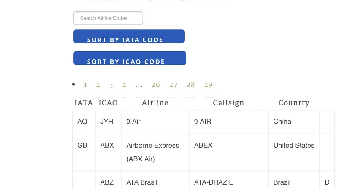 Airport Airline Codes Database স্ক্রিনশট