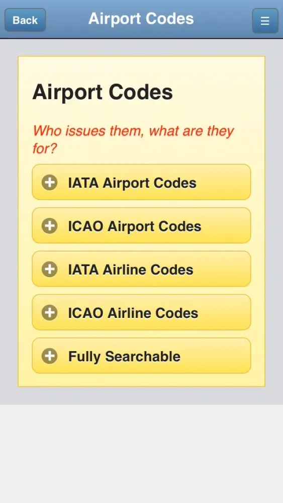Airport Codes Database 스크린샷