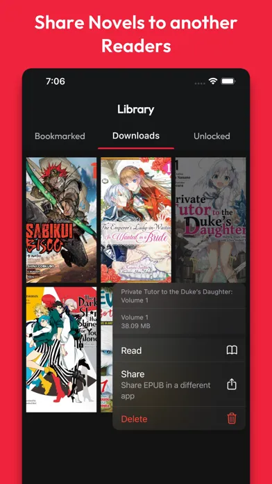 Zrzuty ekranu InkCat: Light novels