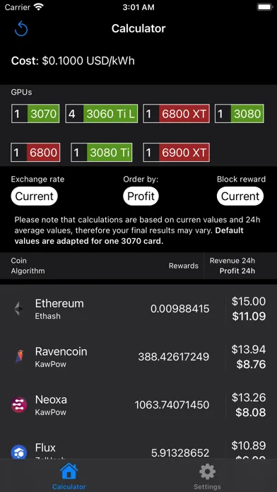 Hashrate: Mining calculator スクリーンショット