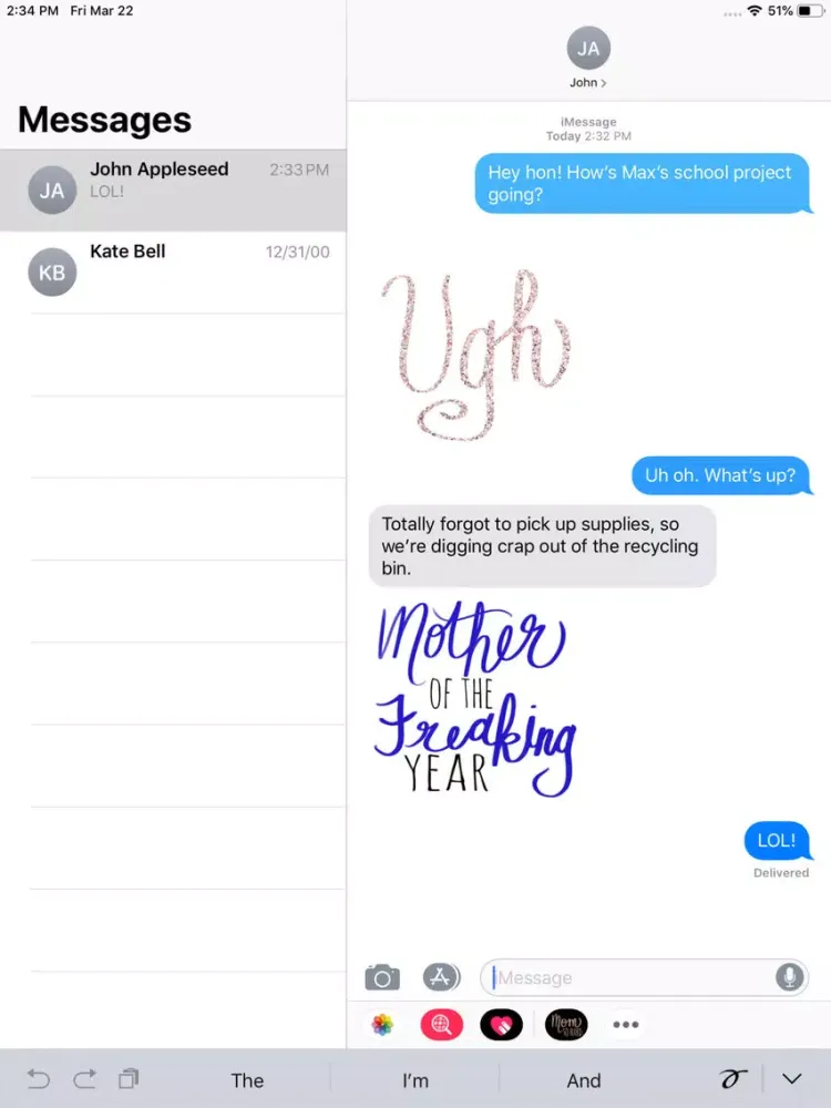 ภาพหน้าจอของ Mom So Hard Sticker Pack iPad 