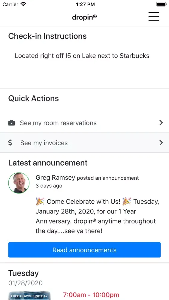 dropin coworking Screenshots