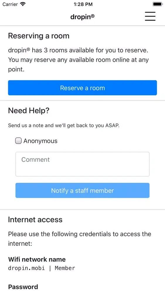 dropin coworking Screenshots