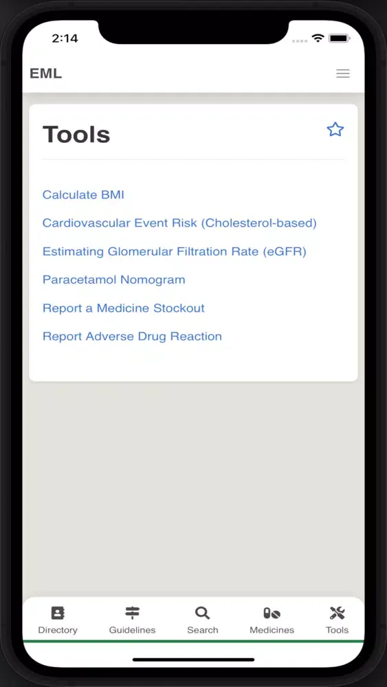 Capturas de tela do Eml Clinical Guide V2